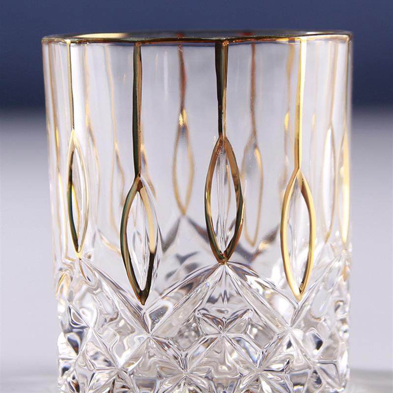 新品威士忌杯水晶玻璃家用大号洋酒杯波西米亚风描金工艺白兰地酒