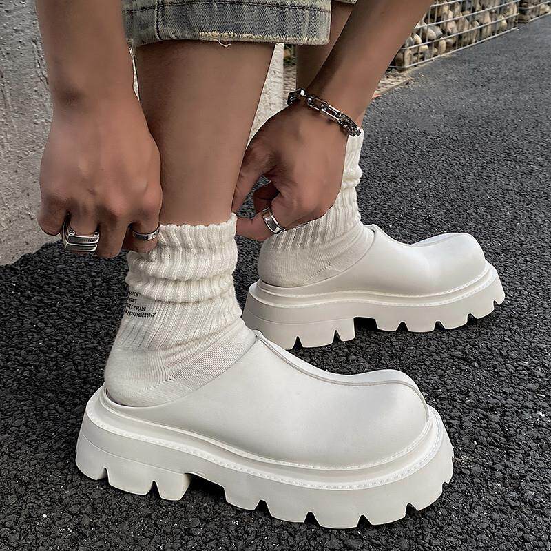 新品2026夏季新款勃肯鞋轻质厚底增高德比半拖皮鞋男包头