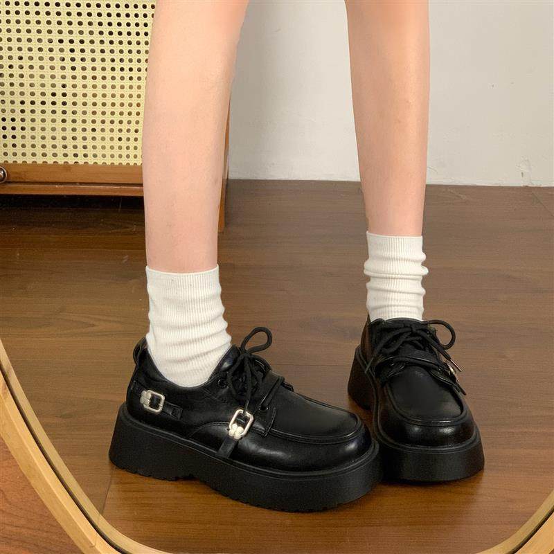 新品厚底深口系带单鞋女2025秋季新款时尚甜酷英伦风复古jk松糕小,女鞋,深口单鞋,淘宝优惠券,粉丝福利购,淘宝优惠卷