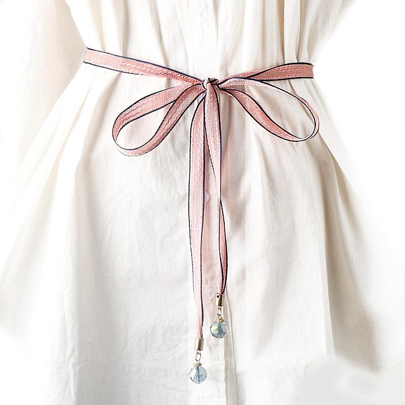 推荐文艺范时尚蕾丝布腰带女配裙子休闲百搭连衣裙装饰腰链水晶裙