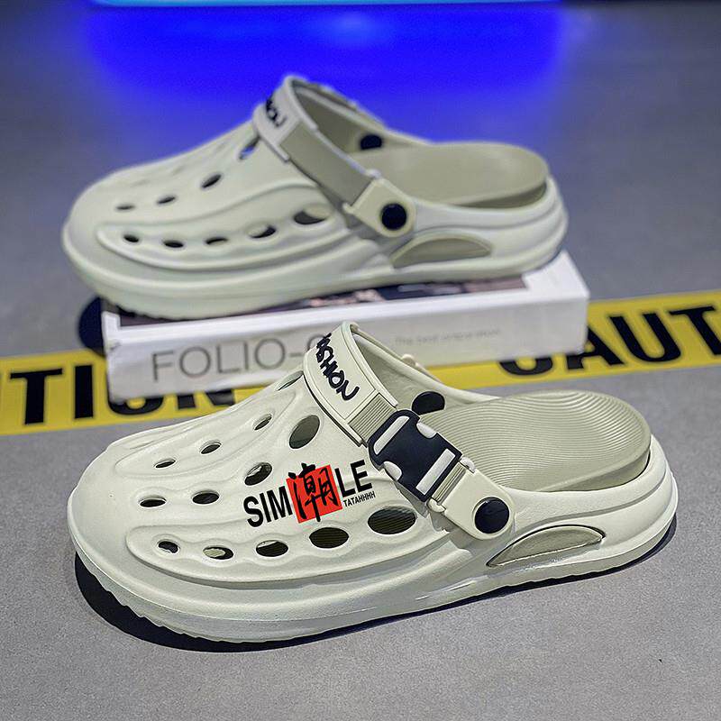 新品洞洞鞋男款2026新款夏季外穿踩屎感防滑两用凉鞋男士厚底包头