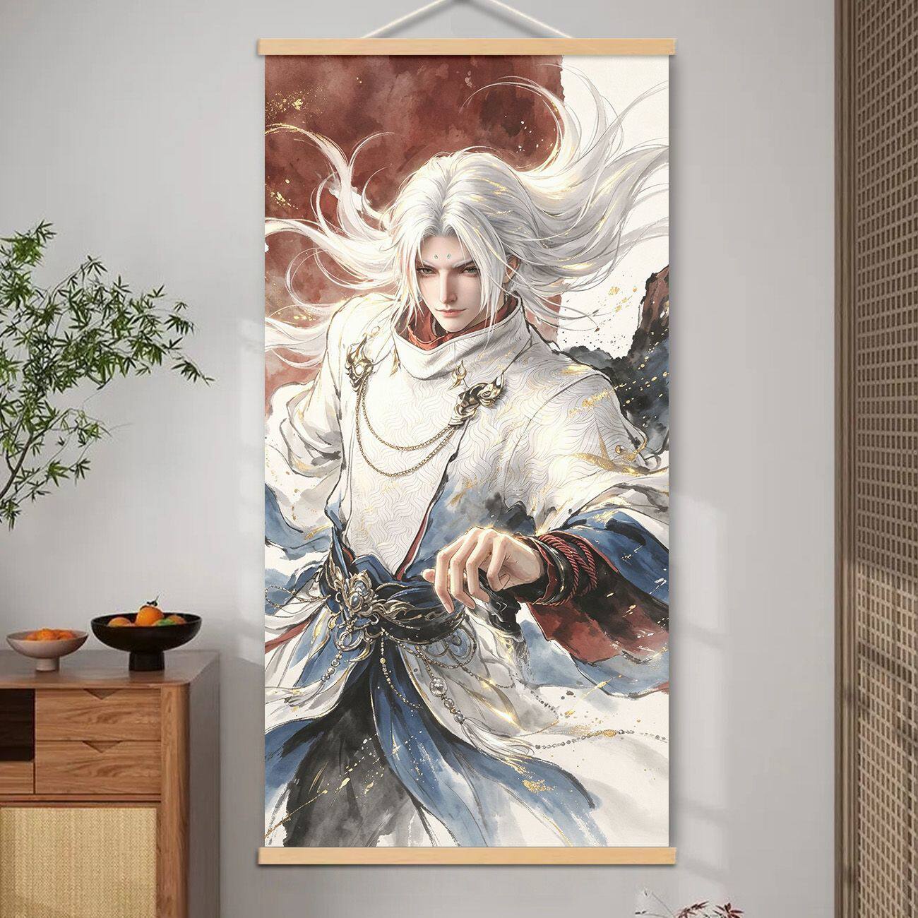沧元图晏烬动漫小说同人周边卧室寝室房间装饰竖版油画布挂画挂墙