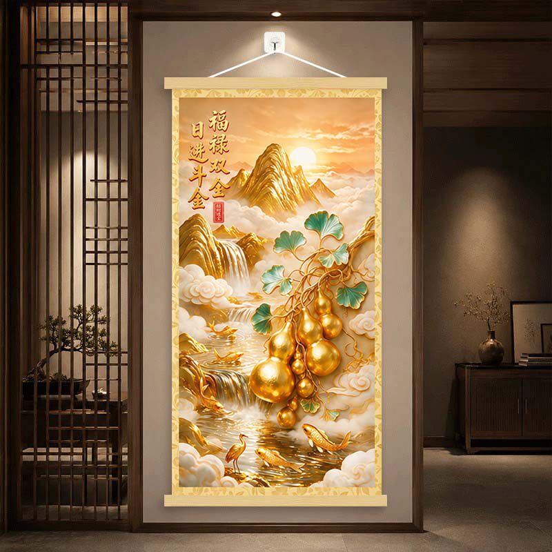 新款福禄双全金葫芦挂画高档大气客厅卧室办公室背景墙面招财装饰