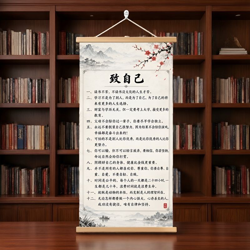 致自己为什么努力读书学生励志语录自律儿童房间激励创意实木挂画