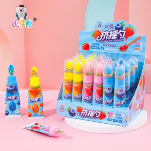 比得熊果挤摇勺蓝莓草莓香橙味果酱糖果儿童休闲趣味零食