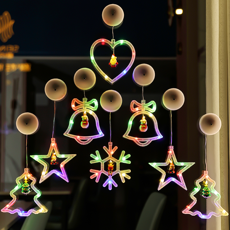 耶诞节装饰品led彩灯雪花星星铃铛阳台场景布置橱窗挂灯气氛围灯