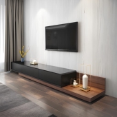 北欧黑胡桃木电视柜 支持客制尺寸 可伸缩落地实木客厅地柜