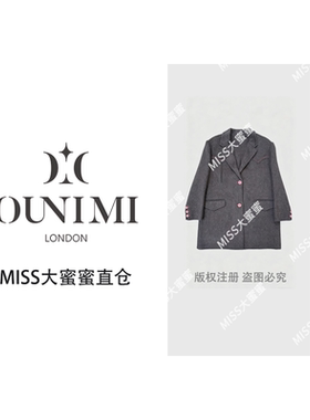 欧倪蜜OUNIMI骆驼绒绵羊毛西装轻职风九分袖修身型呢子大衣217