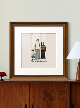 《福满家影》一家三口桌面摆件装饰画温馨主卧玄关斗柜卧室小摆画