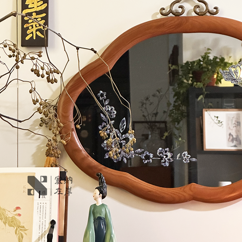 《云朵镜》新中式中古风镜子装饰画宋代美学卧室玄关创意化妆镜