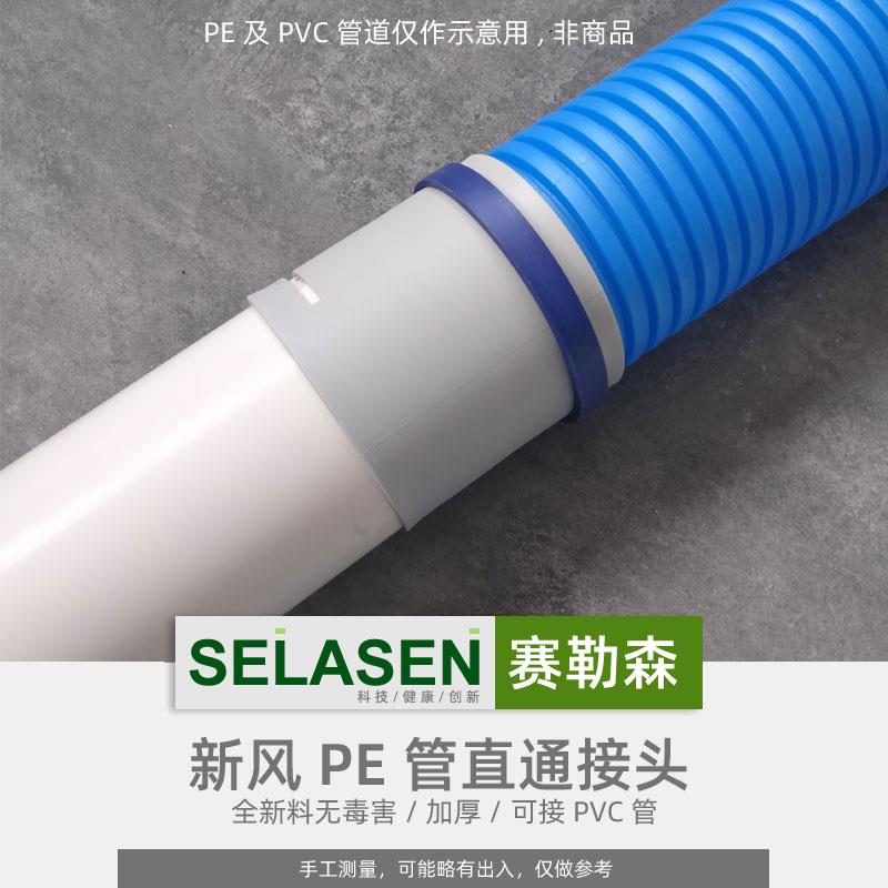 200直接头PE管道160通风管道直通110续接75家用新风系统连接配件