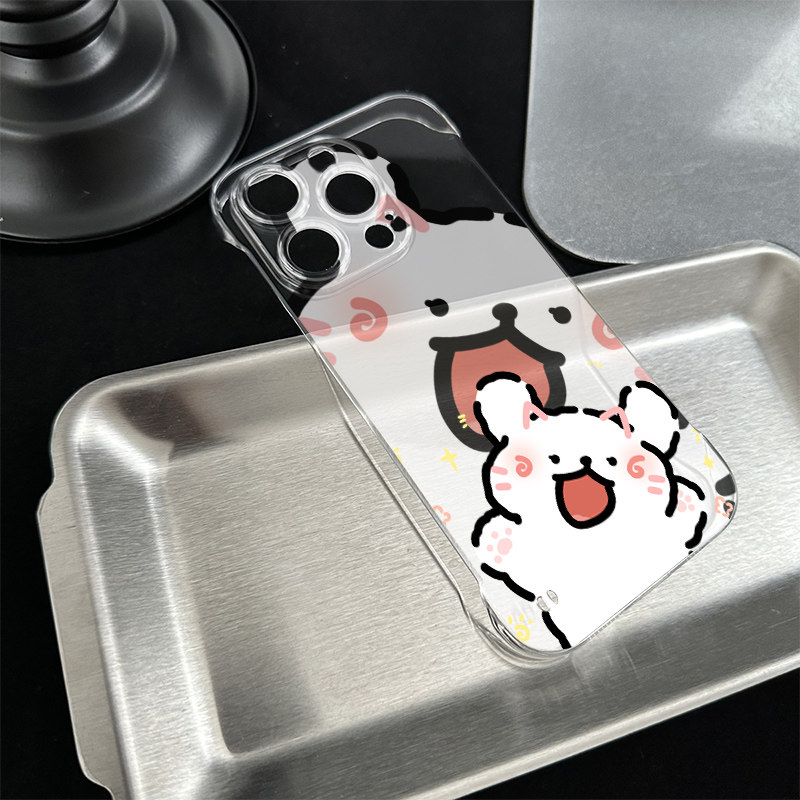 手机壳带支架硬小米17Pro适用苹果14无边框12可爱13超薄15PLUS卖萌线条小狗透明iPhone16ProMax卡通IQOONEO11