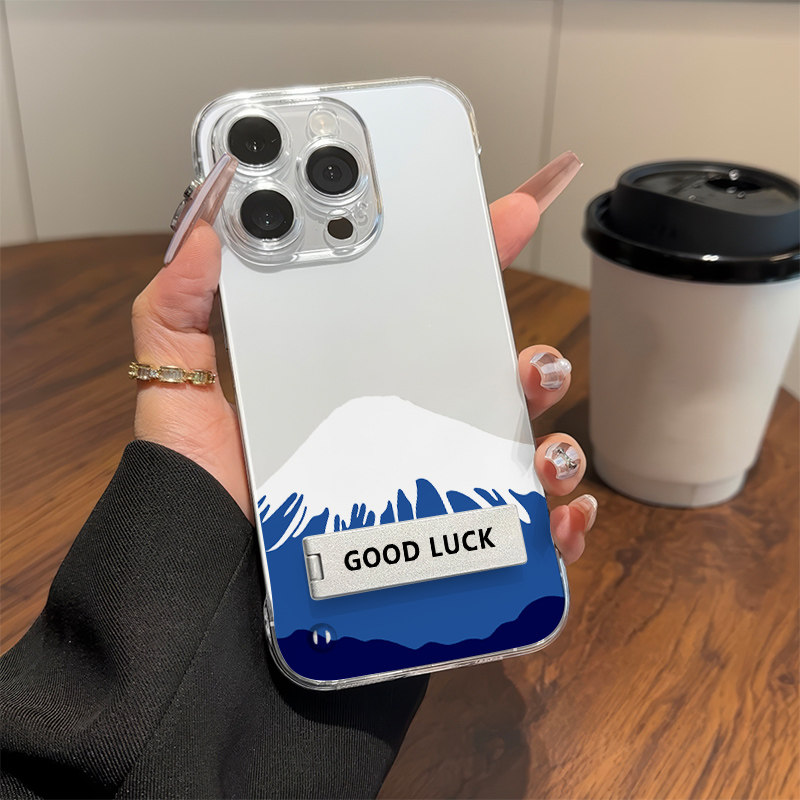 高级感苹果16promax无边框透明iPhone15适用12超薄华为mate70富士冰山荣耀400PRO手机壳带支架手腕Reno14硬13