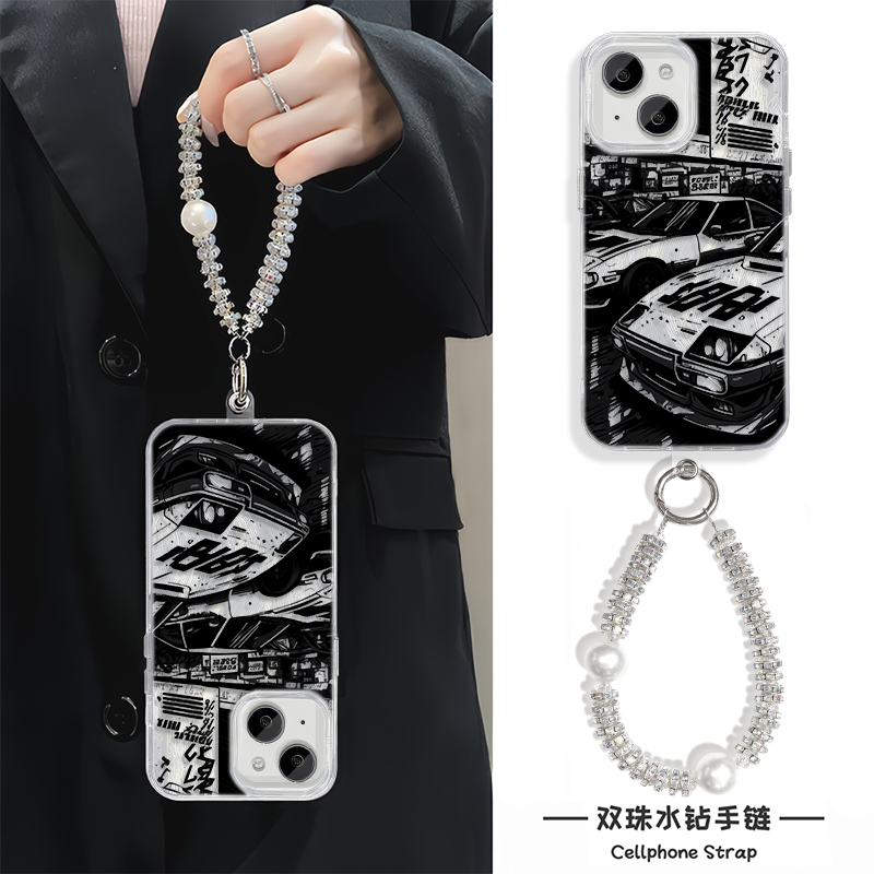 iPhone16适用硬15羽纱14plus苹果13手机壳带挂绳12ProMax高级感潮酷跑车小米15ULTRA个性VIVOX200S真我NEO7