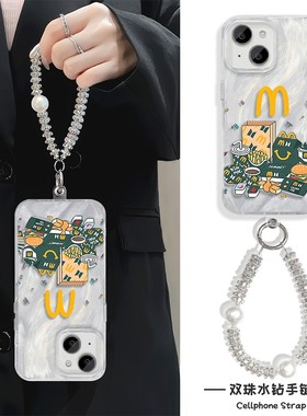 创意汉堡M字RENO13手机壳带挂绳NOVA12羽纱iPhone15适用FINDX8苹果16Plus硬14ProMax高级感PURA70女ins风Y300