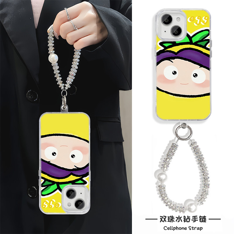 羽纱15ProMax果宝特攻菠萝吹雪链条neo10p适用硬iPhone14plus高级感13手机壳带挂绳苹果16卡通华为NOVA12可爱
