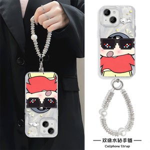 iPhone15羽纱手腕Reno13手机壳带挂绳12promax硬红米note14适用a5苹果16plus墨镜小新手链x200s卡通k80高级感