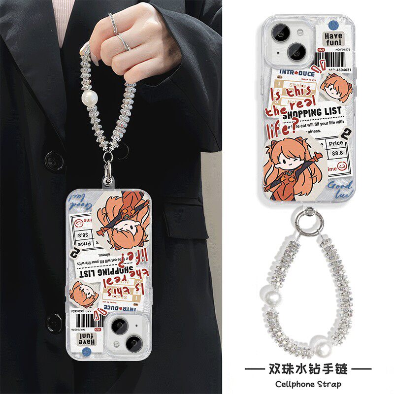 手机壳带挂绳16ProMax苹果1213适用iPhone17硬14羽纱15PLUS报纸EVA明日香华为NOVA14OPPOFINDX8S红米TURBO4
