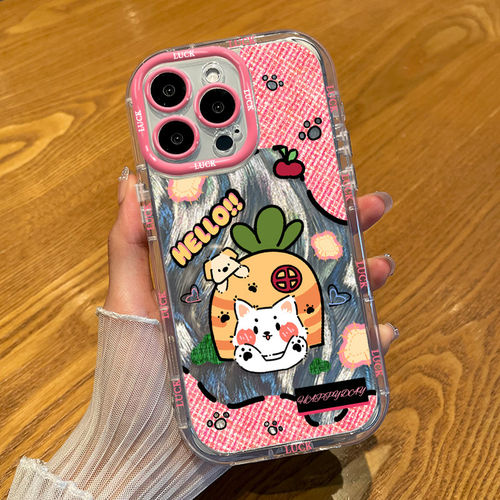 iPhone14可爱软小米17卡通泡芙羽纱VIVOIQOO15苹果16plus卡通VIVOY600PRO适用13ProMax手机壳苹果猫狗荣耀500