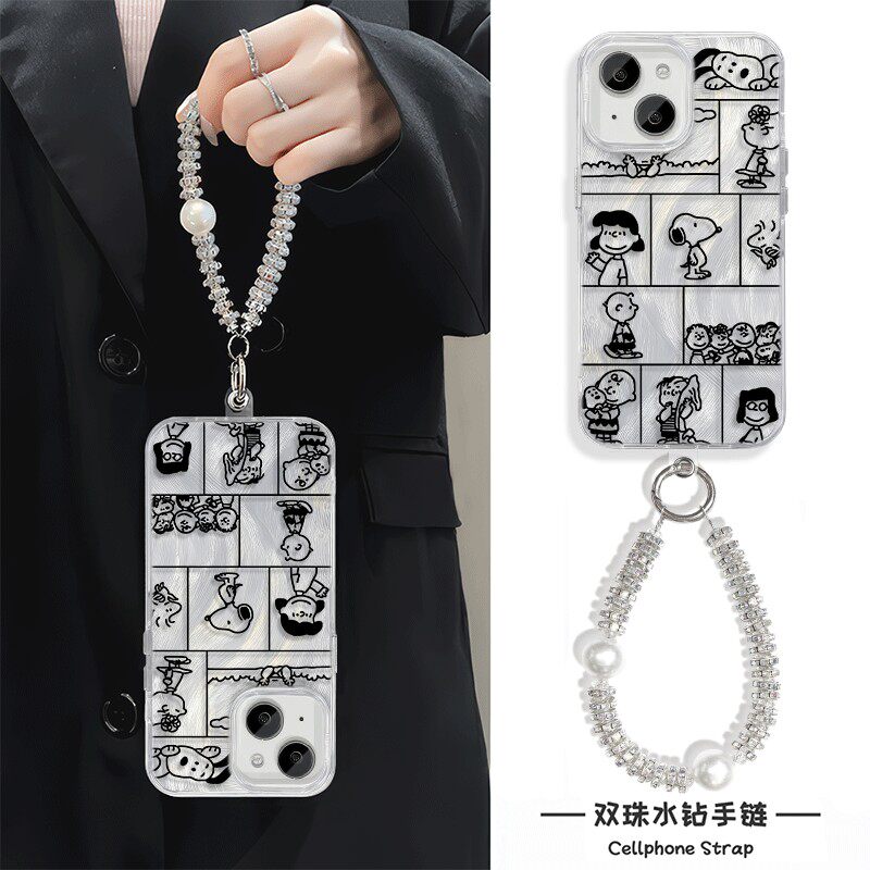 手机壳带挂绳16ProMax苹果1213适用iPhone17硬14羽纱15PLUS高颜值简笔史努比华为NOVA14真我NEO7VIVOY300一加