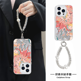 苹果12ProMax高级感创意14plus小众链条13羽纱硬适用iPhone16手机壳带挂绳小米15ultra男孩雪糕手腕a5华为P70