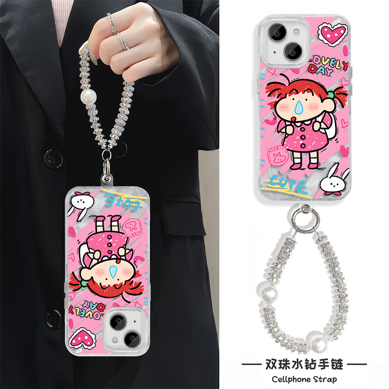 高级感女苹果16可爱14plus鼻涕妮妮适用羽纱硬iPhone12红米K70至尊版15ProMax手机壳带挂绳华为Nova13pro卡通