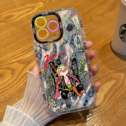 iPhone15动漫小米17TPRO华为PURA90苹果12高颜值华为NOVA16泡芙羽纱13ProMax软适用14PLUS手机壳彩色涂鸦索隆
