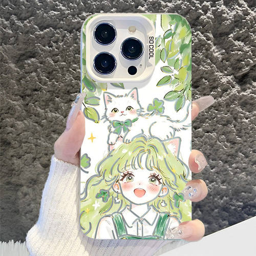 iPhone13卡通苹果12p创意OPPORENO16彩银14ProMaxins风硬17适用15PLUS小清新红米K90MAX高级感手机壳春日女孩