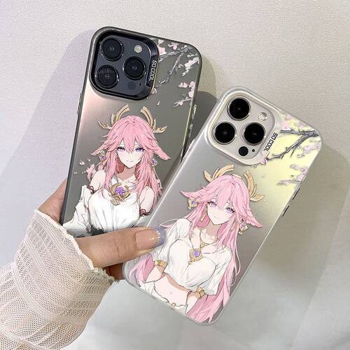 iPhone16e动漫华为PURA90适用苹果13彩银硬荣耀x80i小众14PLUS高级感小米17ProMax手机壳春日八重神子一加15T