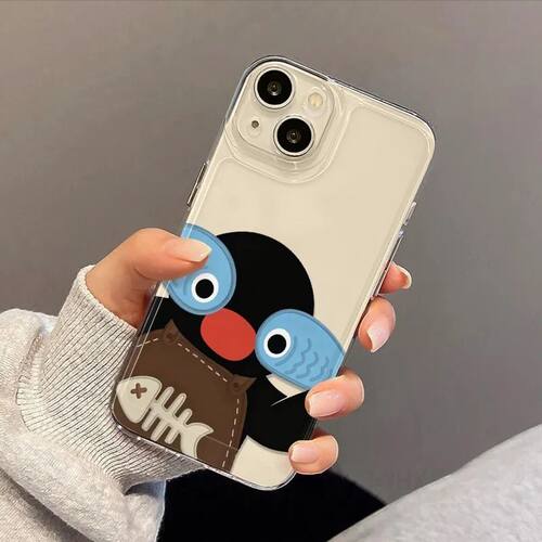 华为PURA90可爱适用苹果12p软VIVOIQOO15卡通iPhone13创意OPPORENO16透明17ProMax手机壳14PLUS拿鱼pingu企鹅