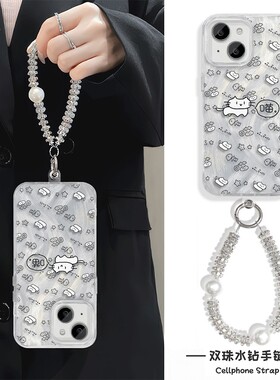 猫咪S20Pro手机壳带挂绳iPhone12羽纱链条13苹果14Plus适用15Ultra硬16ProMax高级感MATE70女FINDX8创意ins风