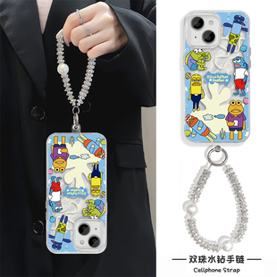 iPhone16适用硬15ProMax羽纱14苹果13plus手机壳带挂绳12高级感可爱比奇堡居民荣耀X70I红米k70OPPOK12X一加9