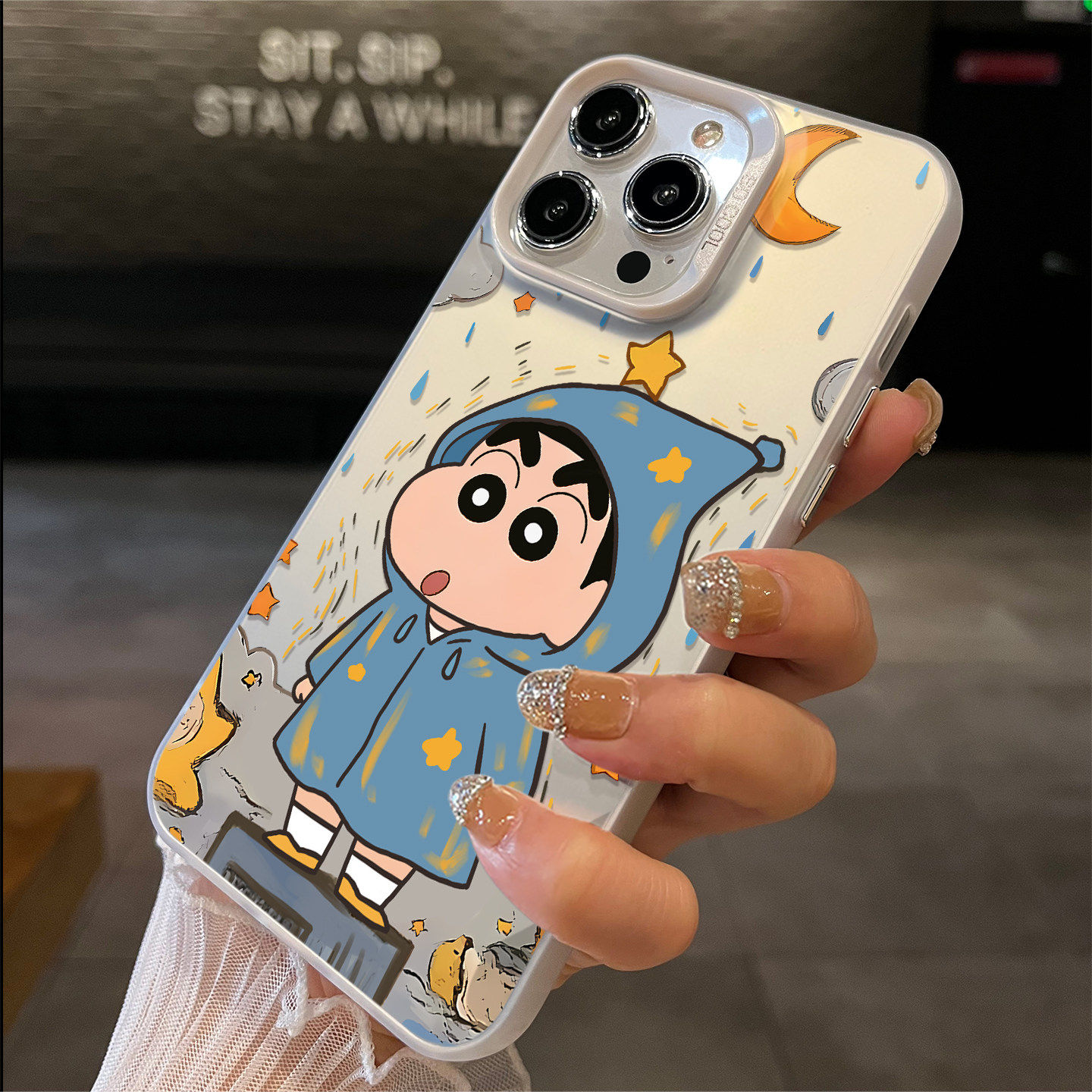 雨天蜡笔小新iPhone14苹果17创意华为NOVA15PRO彩银13ProMax硬可爱12p适用16PLUS高级感红米TURBO5手机壳卡通
