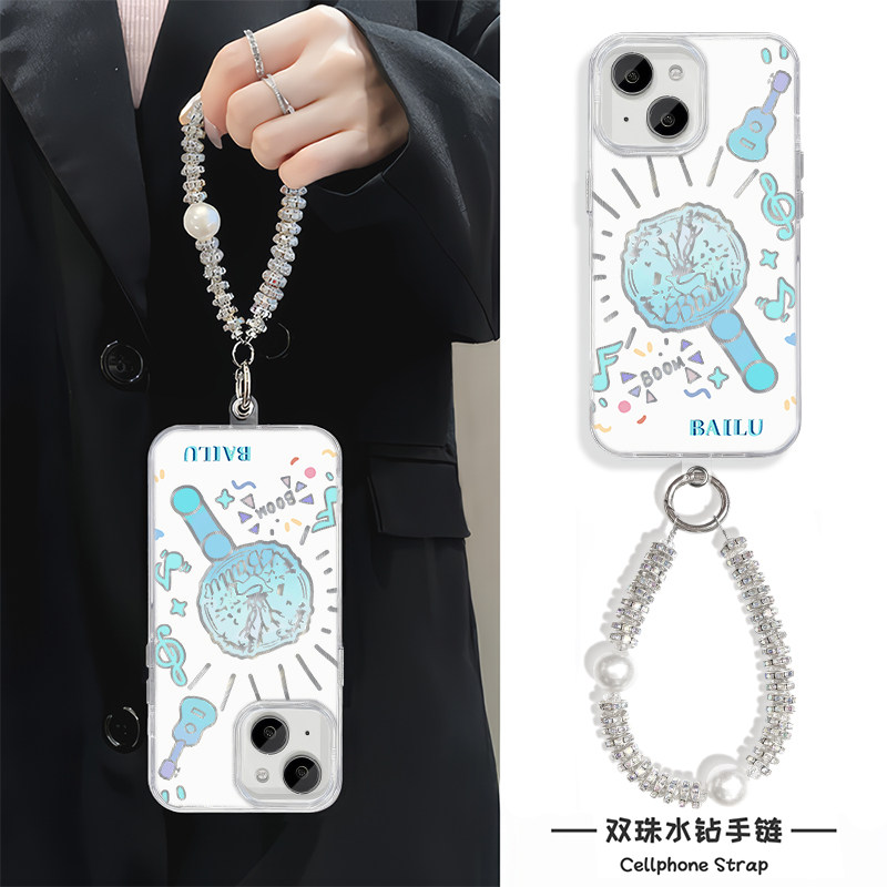 苹果15plus白鹿应援棒16手机壳硬17air少女心华为Pura80适用iPhone14超仙iQOOz11x羽纱13ProMax带挂绳红米k90