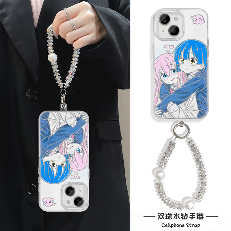 iPhone16适用硬15羽纱14plus苹果13手机壳带挂绳12ProMax高级感抱抱波奇酱OPPOFINDX8真我NEO7女VIVOIQOONEO9