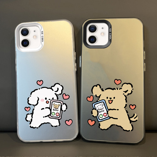 红米K90MAX可爱苹果16创意iPhone13彩银一加15适用14PLUS高级感12ProMax手机壳卡通小米17TPRO硬爱心线条小狗
