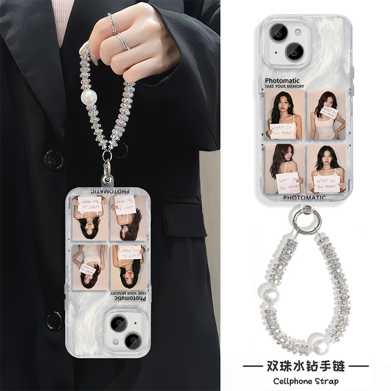 苹果15jennie撕拉风16手机壳硬17适用iPhone14少女心华为Mate80羽纱13ProMax带挂绳VIVOIQOOZ11X超仙荣耀x70i