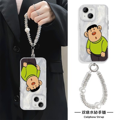 羽纱15PLUS适用iPhone14红米K90苹果12可爱胖虎16荣耀POWER卡通13硬手机壳带挂绳VIVOS50PROMINI小米17ProMax