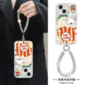 可爱小新iPhone16手机壳带挂绳S20Pro羽纱MATE70苹果15Plus适用NOTE14硬13ProMax高级感NOVA12女A5荣耀GT卡通