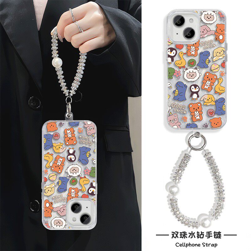 华为nova12Ultra可爱动物园15promax适用14plus羽纱苹果16硬iPhone13手机壳带挂绳手链x200s高级感手腕findx8