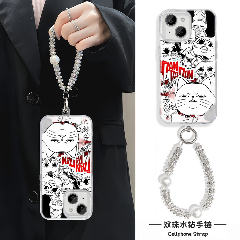 16ProMax动漫丑萌猫咪iPhone17适用硬15plus苹果13手机壳带挂绳OPPOReno12羽纱红米note14卡通荣耀MAGIC7创意