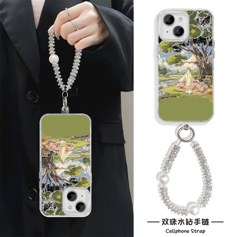 手机壳带挂绳16ProMax苹果1213适用iPhone17硬14羽纱15PLUS露营小新荣耀500OPPOA5X小米CIVI5PROVIVOS30一加