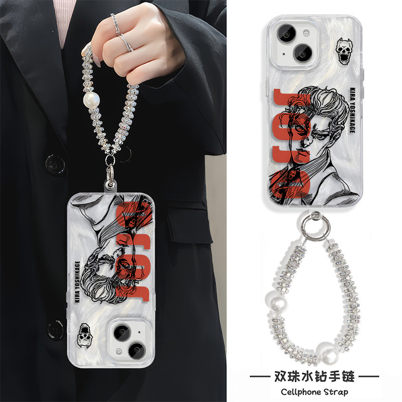 苹果17手机壳带挂绳16ProMax潮酷羽纱Nova12高级感JOJO吉良吉影小米15硬14PLUS适用iPhone13卡通红米k80Ultra