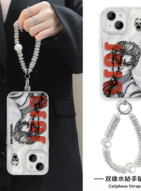 苹果17手机壳带挂绳16ProMax潮酷羽纱Nova12高级感JOJO吉良吉影小米15硬14PLUS适用iPhone13卡通红米k80Ultra