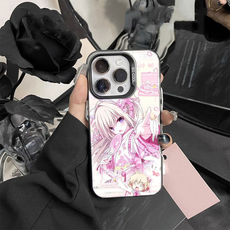 扇子樱花少女iPhone13小众荣耀x80i动漫华为NOVA15硬小米17彩银苹果14plus适用16ProMax高级感真我NEO8手机壳