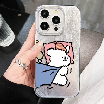 OPPOK13TURBO可爱iPhone17羽纱硬苹果12pm高颜值16plus卡通带挂绳VIVOIQOO15适用14ProMax睡觉情侣小狗手机壳