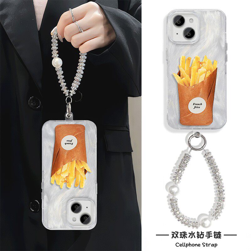 华为nova12Ultra硬手腕Reno13手机壳带挂绳iPhone16promax薯条苹果15适用14plus羽纱手链x200高级感链条neo10