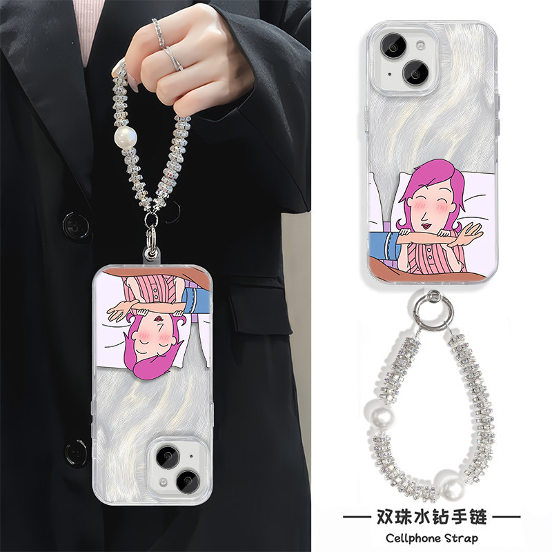 15ProMax苹果12适用硬iPhone17高级感卡通16plus羽纱手机壳带挂绳创意13情侣小丽OPPOReno14女款小米CIVI5PRO