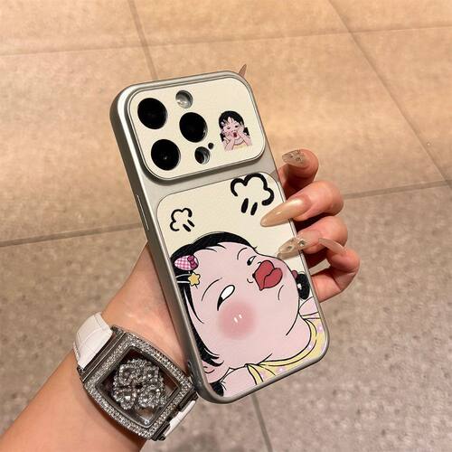 iPhone14新款适用17AIR大视窗生气嘟嘴女孩苹果15创意适用16PLUS全包13ProMax卡通手机壳
