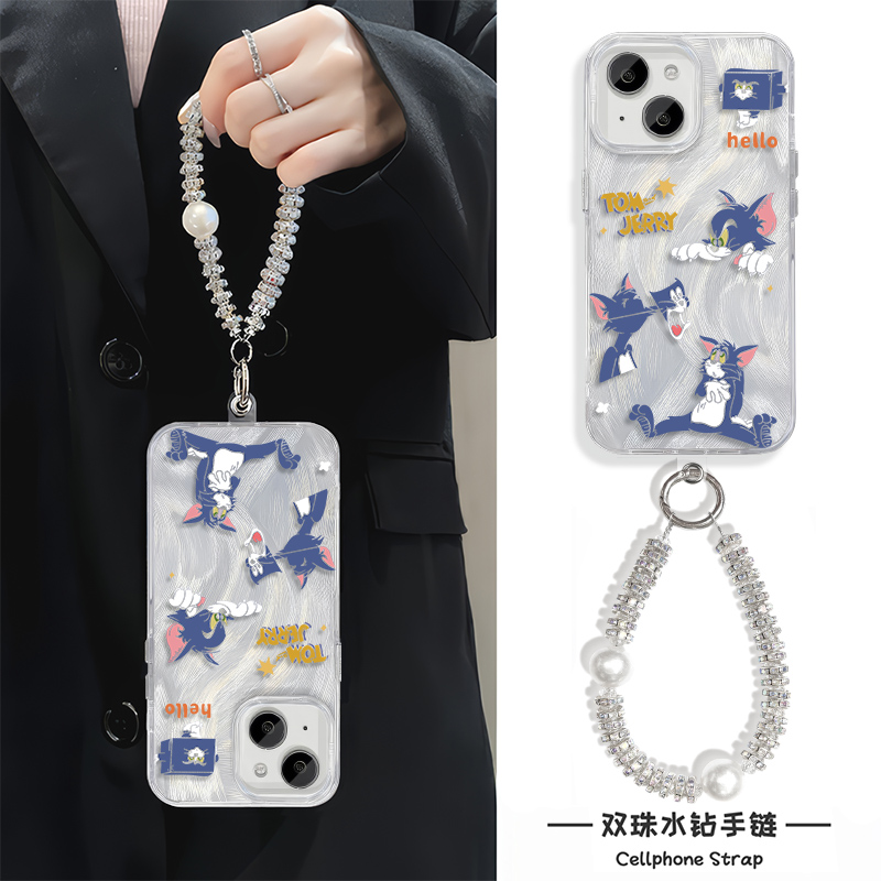 iPhone15羽纱新款VIVOx200pro手机壳带挂绳13适用16e硬12苹果14plus创意小米17ProMax张嘴汤姆荣耀MAGIC7卡通
